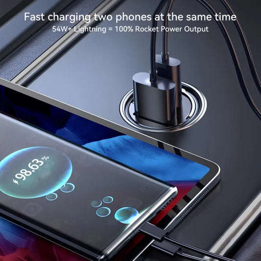100 W Superfast Car Charger with usb C and usb A Ports